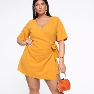 Fashion Nova Plus Size Mustard Gold Yellow Wrap Skort Romper - Curve 3X